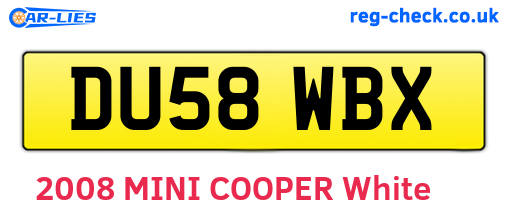 DU58WBX are the vehicle registration plates.