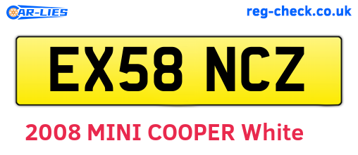 EX58NCZ are the vehicle registration plates.