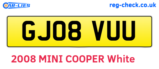 GJ08VUU are the vehicle registration plates.