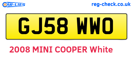 GJ58WWO are the vehicle registration plates.