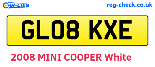 GL08KXE are the vehicle registration plates.