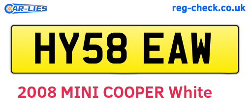 HY58EAW are the vehicle registration plates.