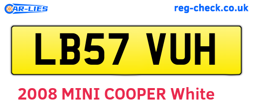 LB57VUH are the vehicle registration plates.