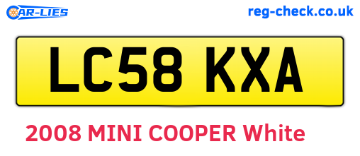 LC58KXA are the vehicle registration plates.