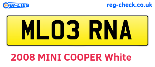 ML03RNA are the vehicle registration plates.