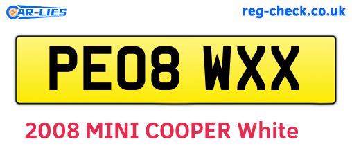 PE08WXX are the vehicle registration plates.