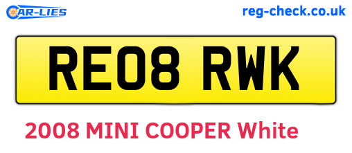RE08RWK are the vehicle registration plates.