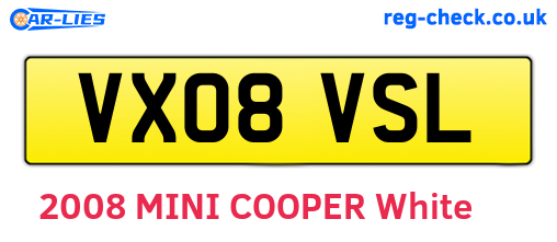 VX08VSL are the vehicle registration plates.