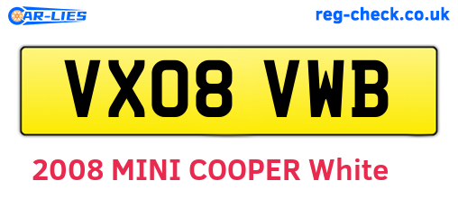 VX08VWB are the vehicle registration plates.