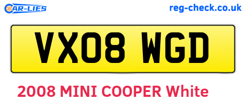VX08WGD are the vehicle registration plates.