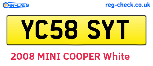 YC58SYT are the vehicle registration plates.