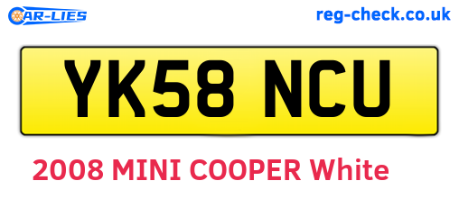 YK58NCU are the vehicle registration plates.