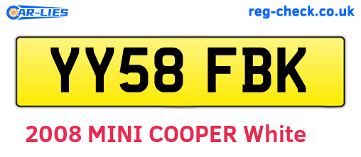 YY58FBK are the vehicle registration plates.