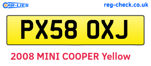 PX58OXJ are the vehicle registration plates.