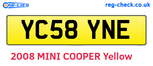 YC58YNE are the vehicle registration plates.