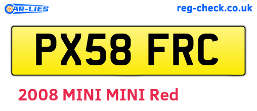 PX58FRC are the vehicle registration plates.