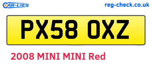 PX58OXZ are the vehicle registration plates.