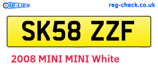 SK58ZZF are the vehicle registration plates.