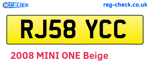 RJ58YCC are the vehicle registration plates.