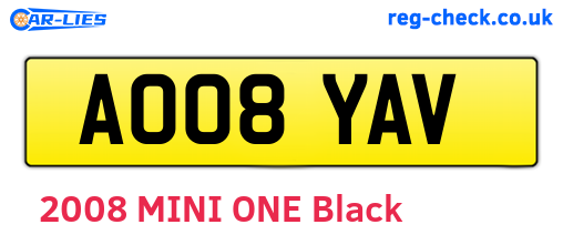 AO08YAV are the vehicle registration plates.