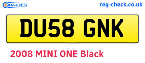 DU58GNK are the vehicle registration plates.