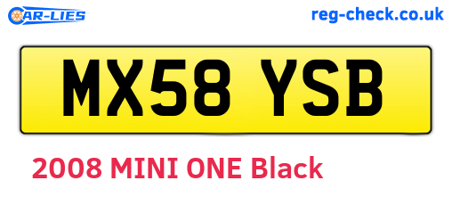 MX58YSB are the vehicle registration plates.