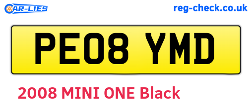 PE08YMD are the vehicle registration plates.