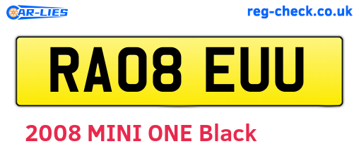 RA08EUU are the vehicle registration plates.