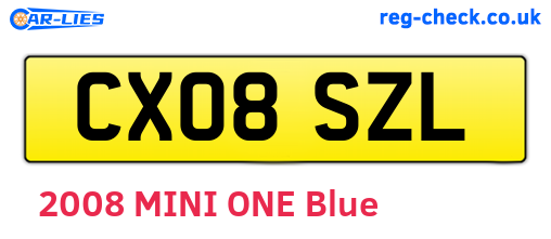 CX08SZL are the vehicle registration plates.