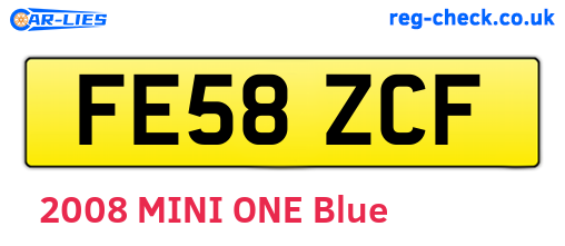 FE58ZCF are the vehicle registration plates.