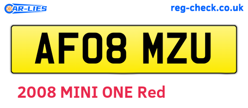 AF08MZU are the vehicle registration plates.