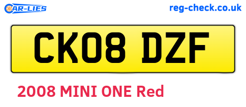 CK08DZF are the vehicle registration plates.