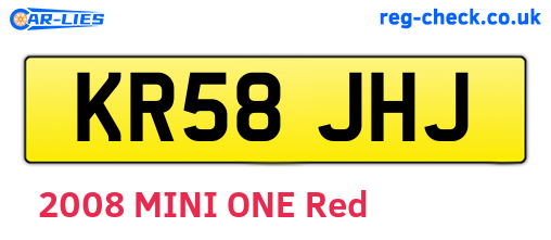 KR58JHJ are the vehicle registration plates.