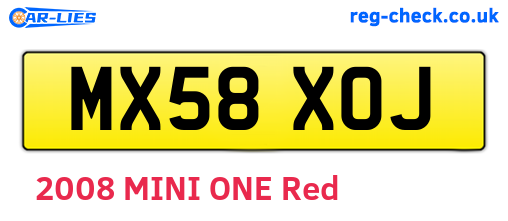 MX58XOJ are the vehicle registration plates.