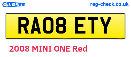 RA08ETY are the vehicle registration plates.