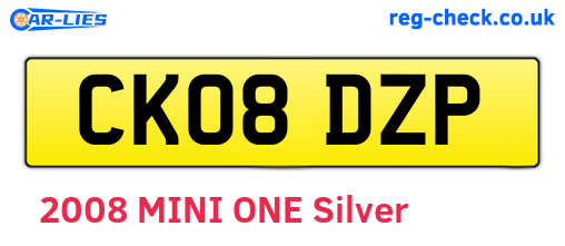 CK08DZP are the vehicle registration plates.