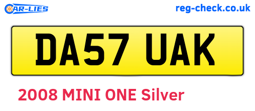 DA57UAK are the vehicle registration plates.