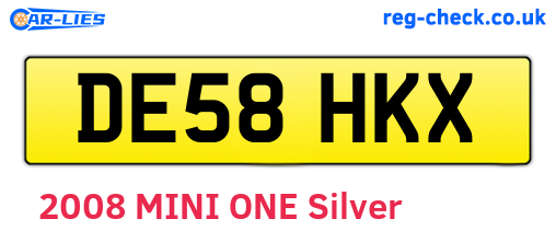 DE58HKX are the vehicle registration plates.
