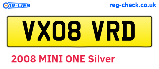 VX08VRD are the vehicle registration plates.