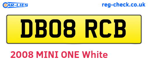 DB08RCB are the vehicle registration plates.