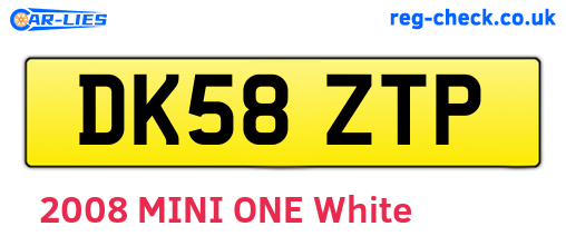DK58ZTP are the vehicle registration plates.
