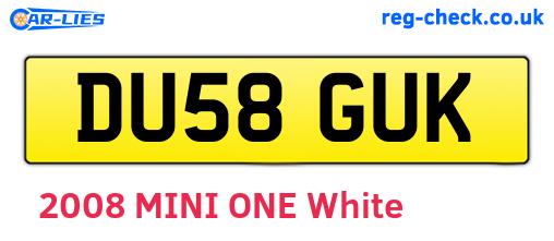 DU58GUK are the vehicle registration plates.