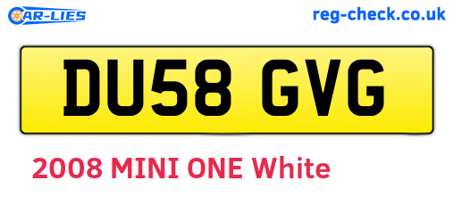 DU58GVG are the vehicle registration plates.