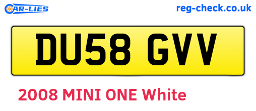 DU58GVV are the vehicle registration plates.