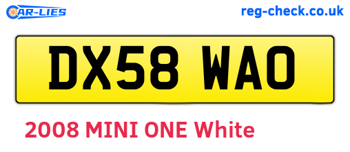 DX58WAO are the vehicle registration plates.