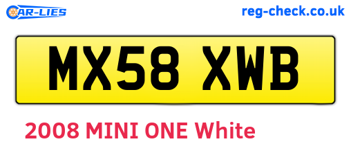 MX58XWB are the vehicle registration plates.