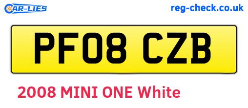 PF08CZB are the vehicle registration plates.