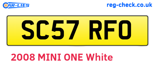 SC57RFO are the vehicle registration plates.