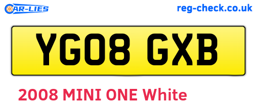 YG08GXB are the vehicle registration plates.