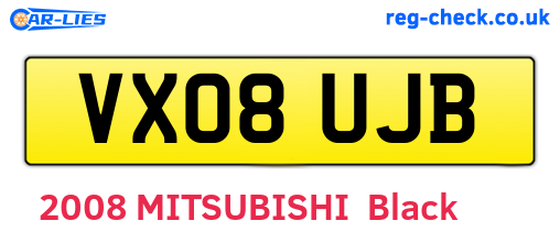 VX08UJB are the vehicle registration plates.